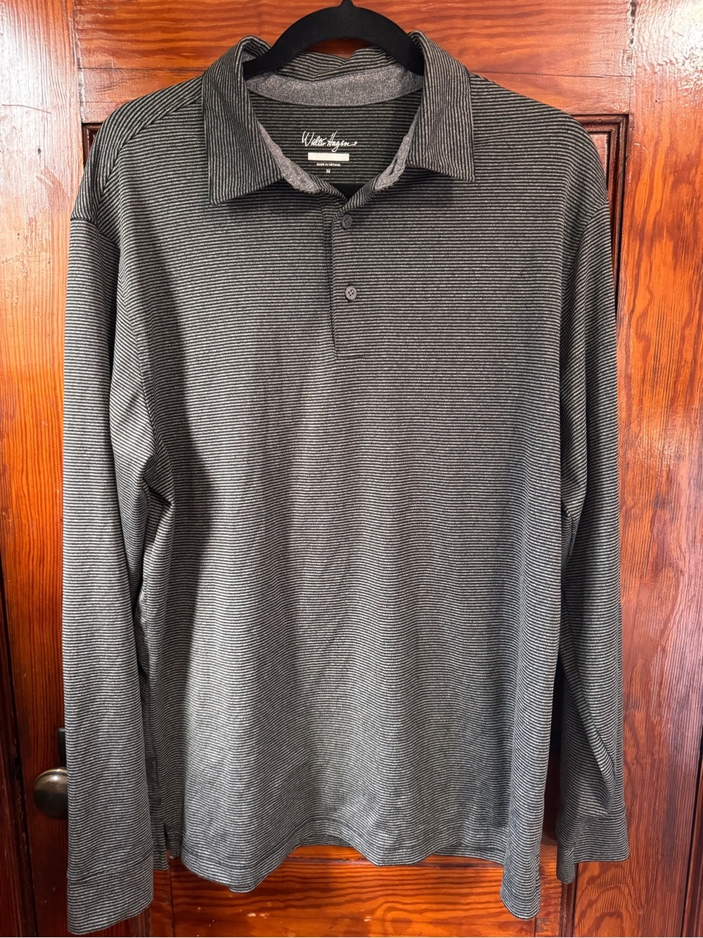 Walter Hagen Essentials Striped Long-Sleeve Golf Polo – Men’s Medium